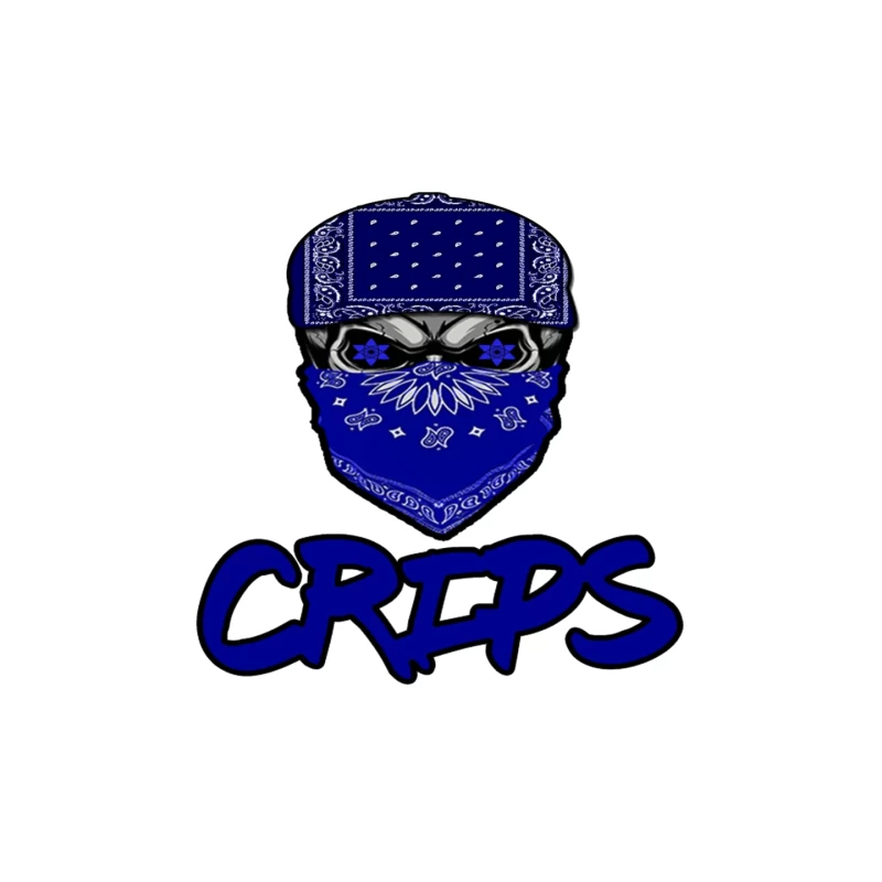 Blue Bandana Skull with Crips Gang Symbol Mouse Pad