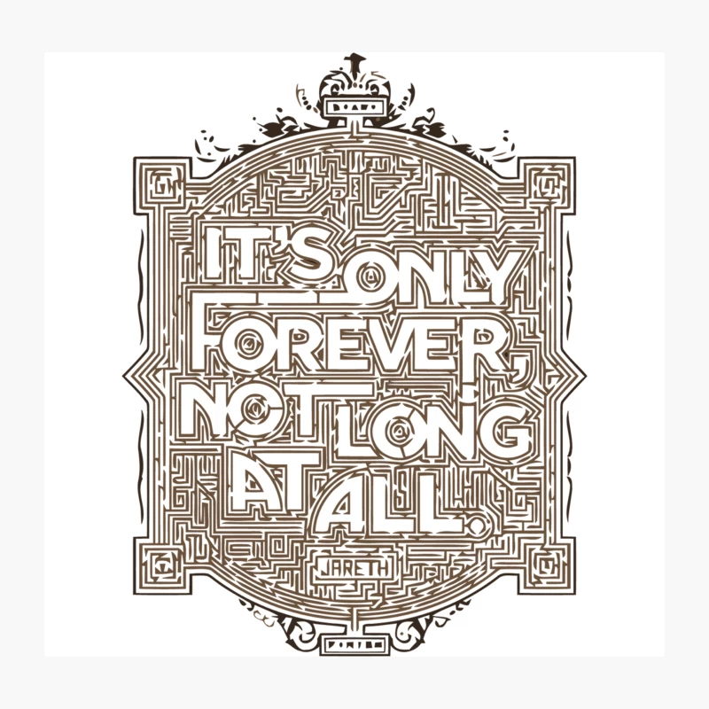 Intricate Maze Typography: Motivational Quote in Vintage Frame Throw Pillow