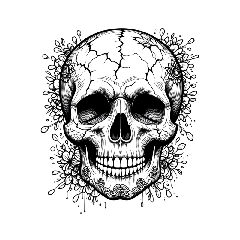 Decorative Skull Illustration Throw Pillow