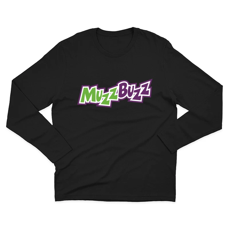 Muzz Buzz Beverage Brand Logo in Green and Purple Male Long Sleeve T-Shirt