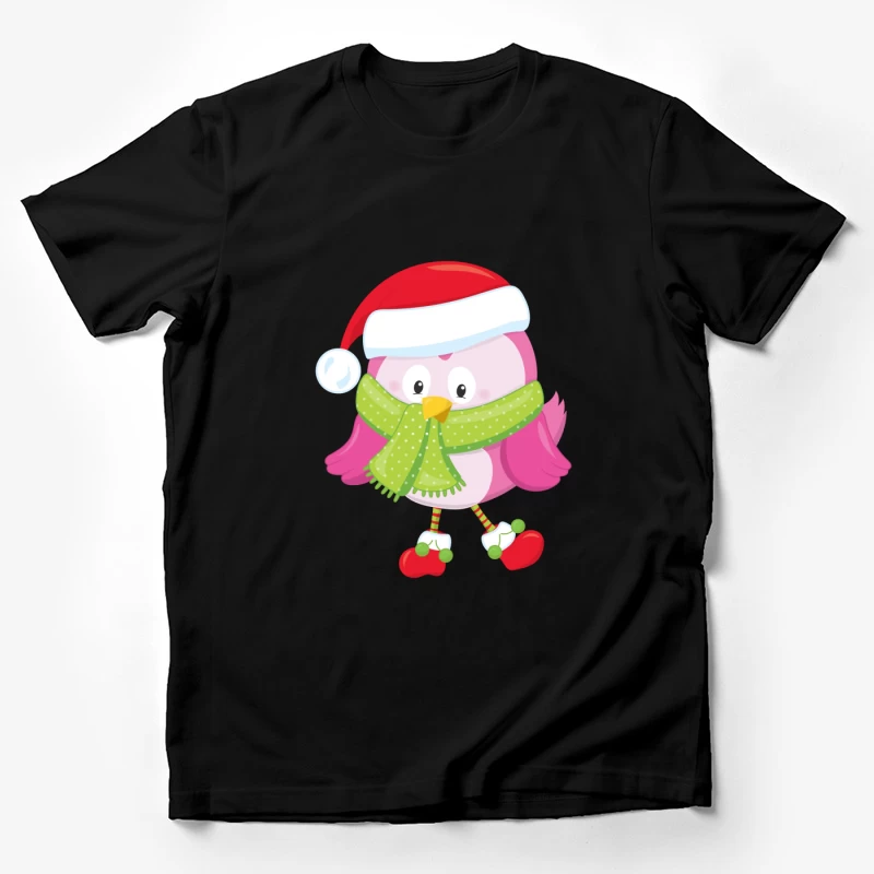 Chouette de Noël rose avec écharpe verte Homme T-Shirt
