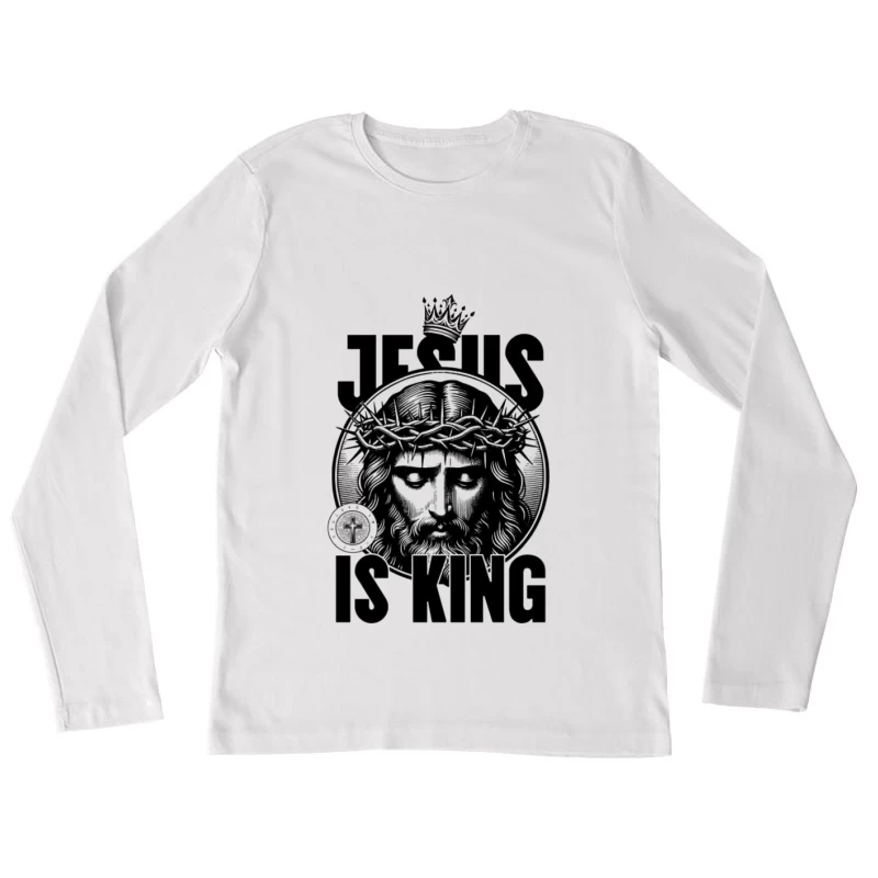 Jésus est Roi, Couronne d'épines, Art religieux Femme Manches Longues T-Shirt