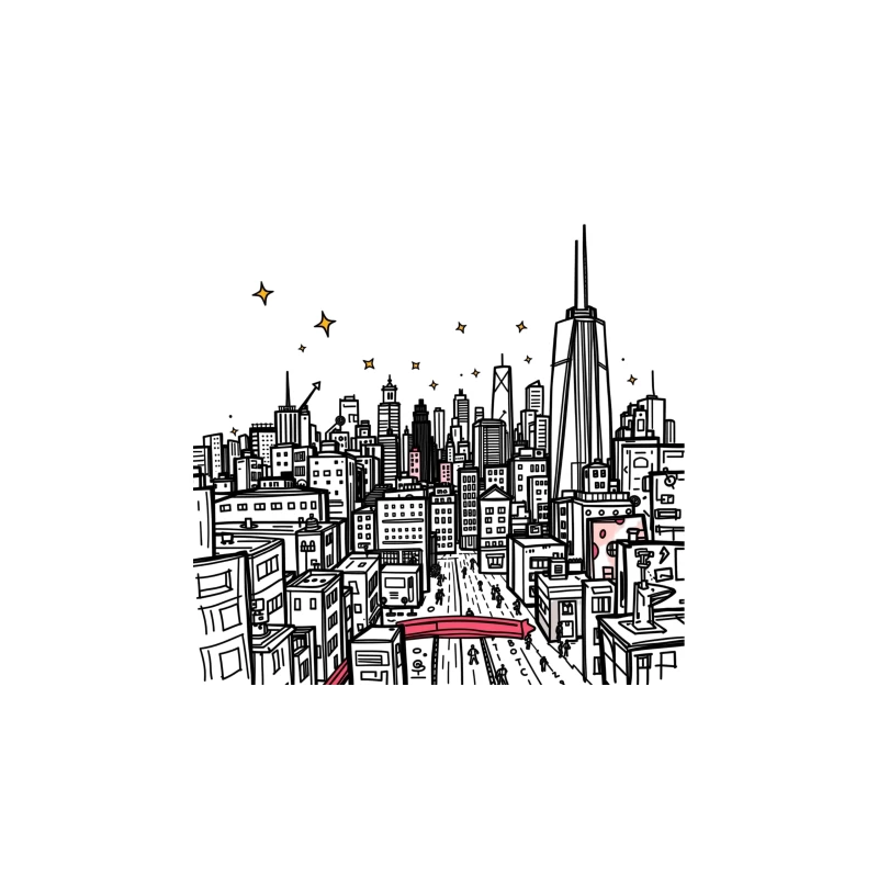 Nighttime Cityscape Illustration Travel Mug
