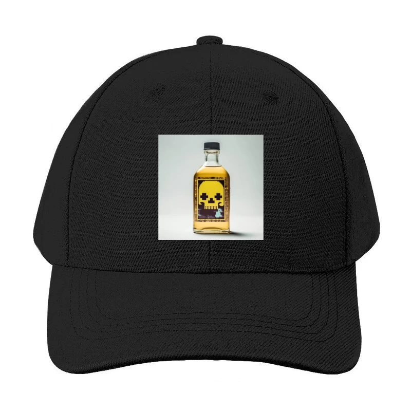 Pixel Art Skull Liquor Bottle with Retro Gaming Design Baseball Cap