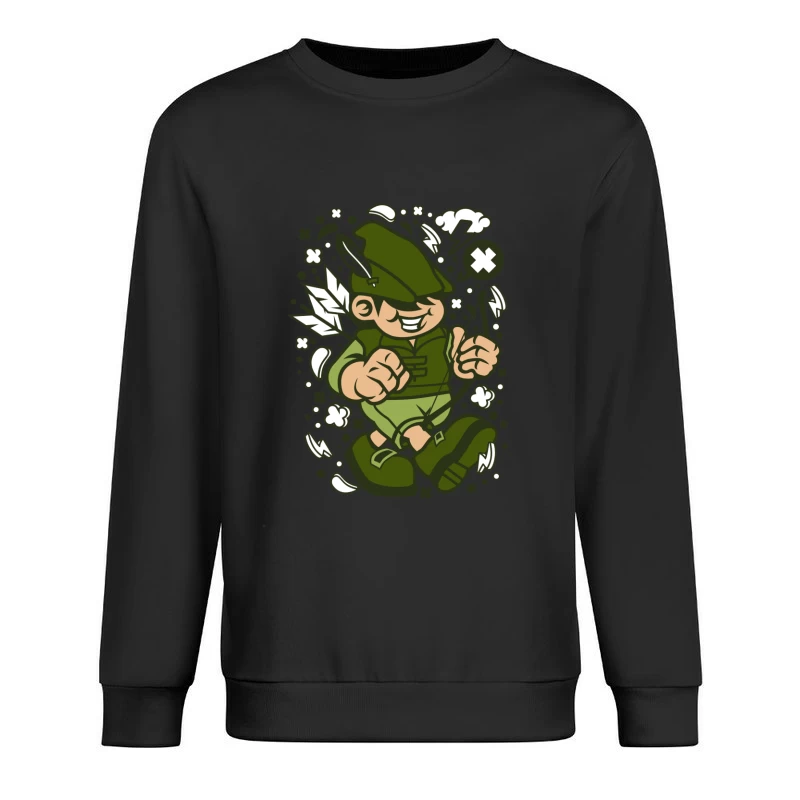 Personnage ludique en tenue verte Homme Sweat-shirt à enfiler