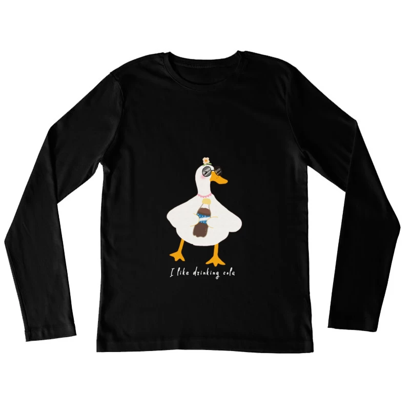 Lustige Ente mit Sonnenbrille und Cola Damen Langarm T-Shirt