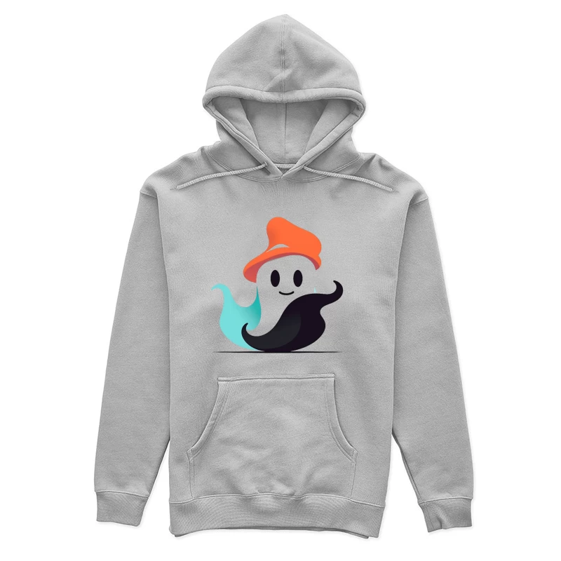 Cute Ghost Mascot with Orange Hat Female Pullover Hoodie