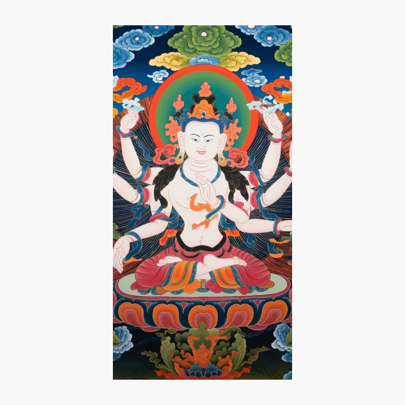 Colorful Tibetan Thangka Depicting Multi-Armed Buddhist Deity iPhone Case