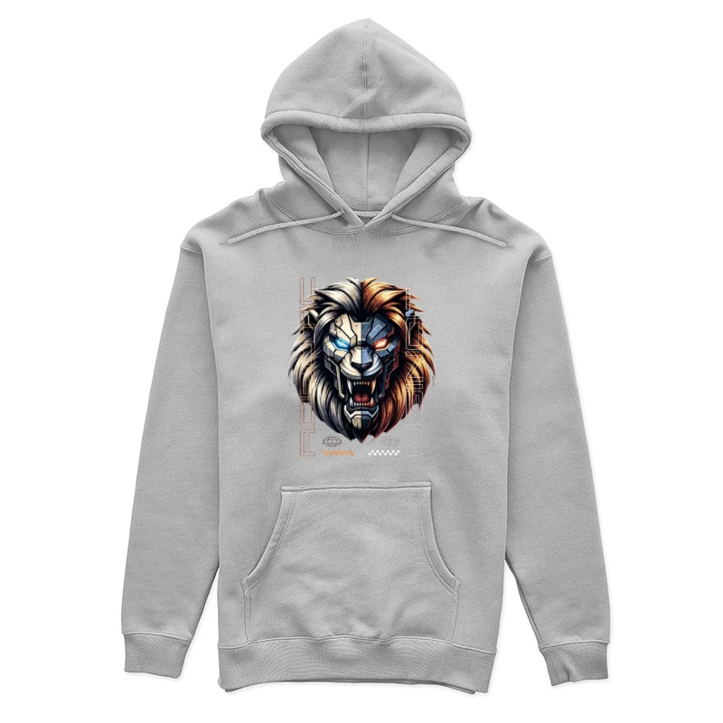 Cyberpunk Lion with Mechanical Face Female Pullover Hoodie