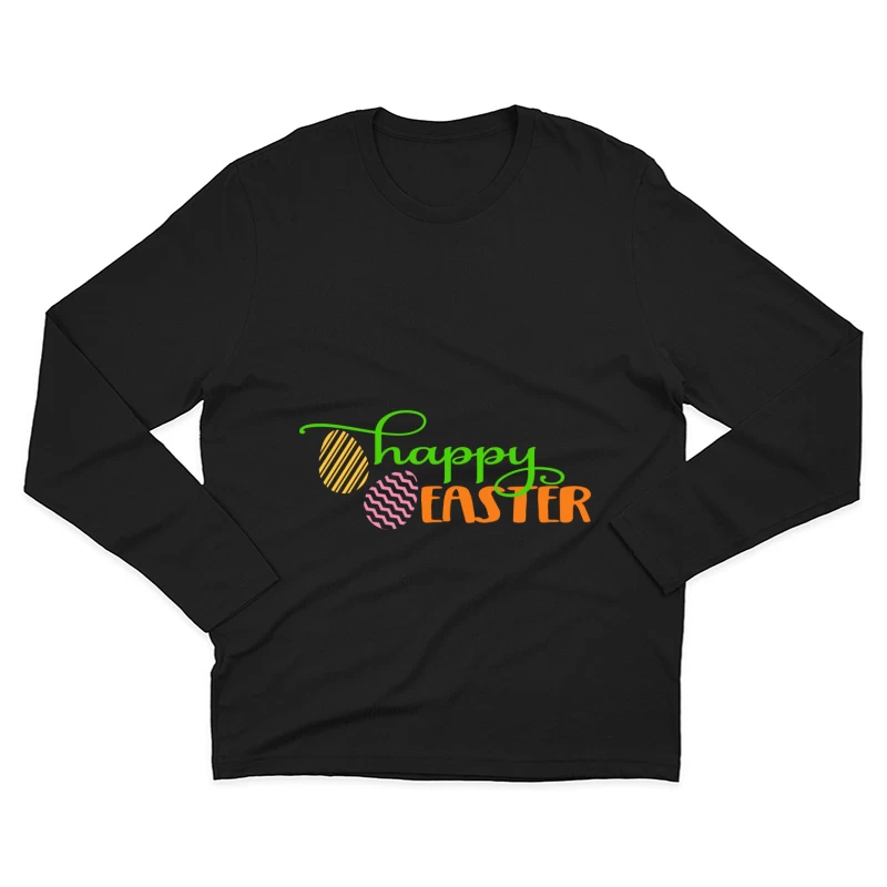 Joyeuses Pâques avec Œufs Colorés Homme Manches Longues T-Shirt