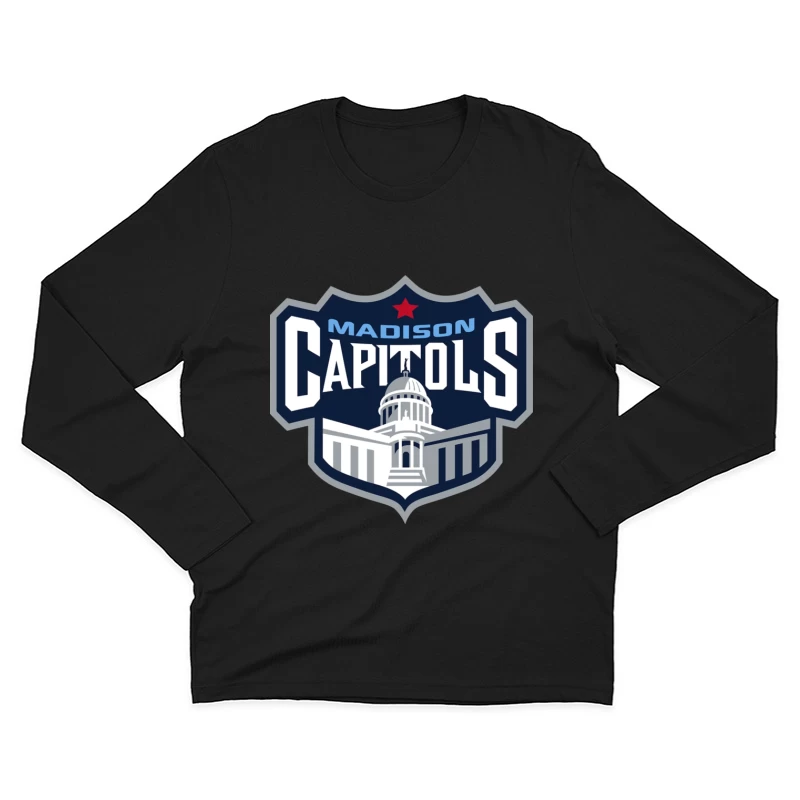 Madison Capitols Hockey Team Logo featuring Wisconsin State Capitol Building Male Long Sleeve T-Shirt