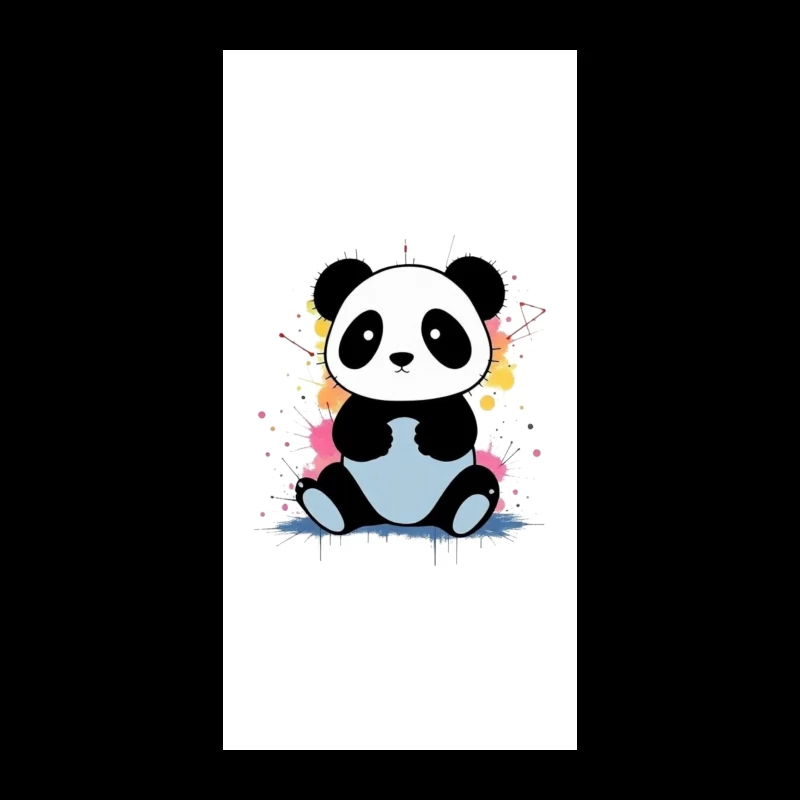 Adorable Cartoon Panda with Watercolor Splash Background iPhone Case