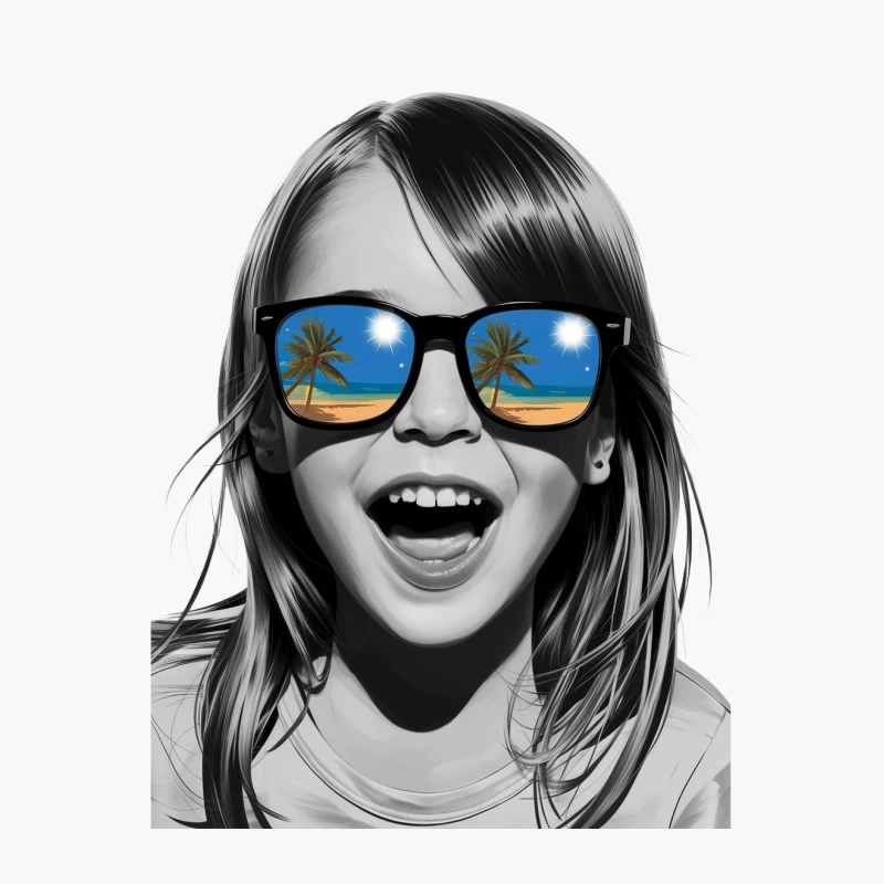 Tropical Beach Reflected in Sunglasses: Youthful Summer Excitement Cotton Tote Bag