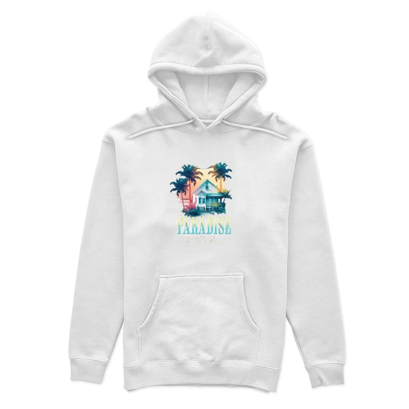 Paradise an der Küste mit Palmen und Haus Damen Pullover Hoodie