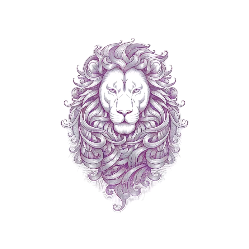 Regal Purple Lion with Ornate Mane Illustration Tapestry
