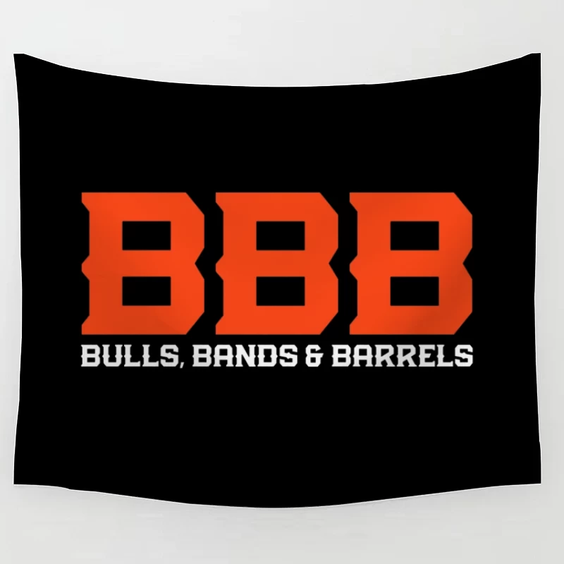 Orange BBB (Bulls Bands & Barrels) Western Event Logo Design Tapestry