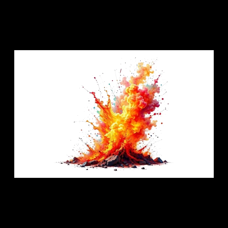 Vibrant Volcanic Eruption in Watercolor Style Travel Mug