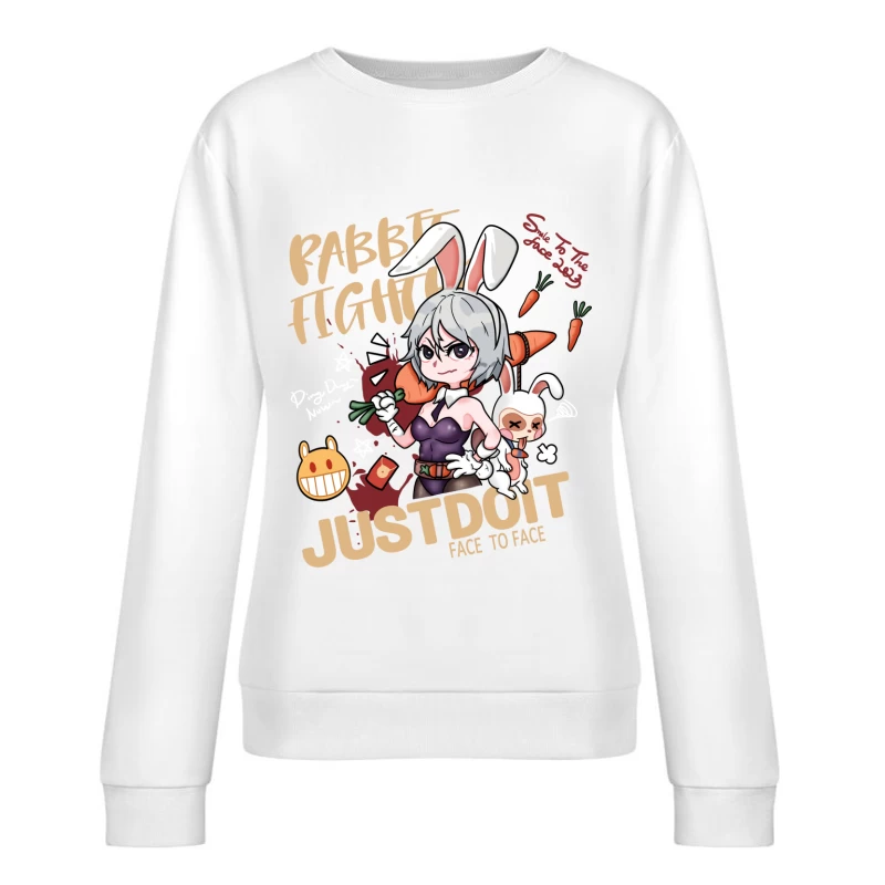 Häschenkampf-Design Damen Pullover Sweatshirt