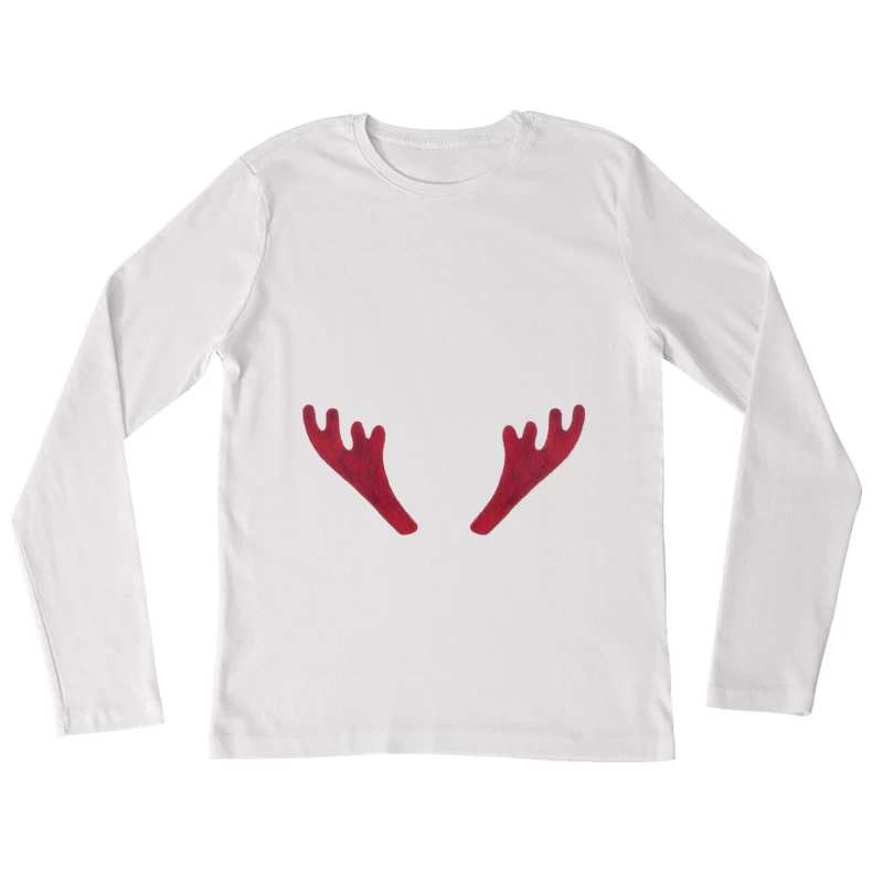 Cornes de Renne en Feutre Rouge Femme Manches Longues T-Shirt
