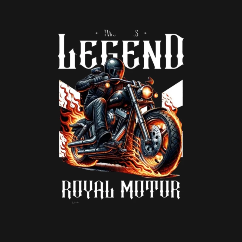 Legendary Flaming Royal Motor Black Motorcycle Illustration Male Long Sleeve T-Shirt