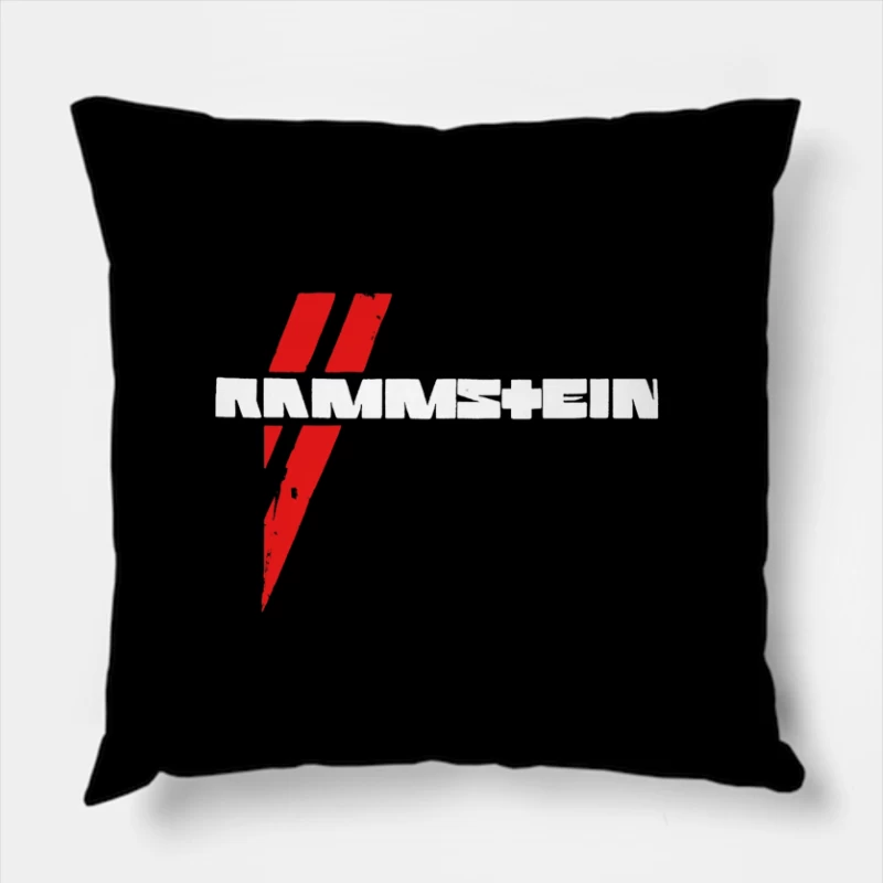 Rammstein Metal Band Logo in Red and White Throw Pillow