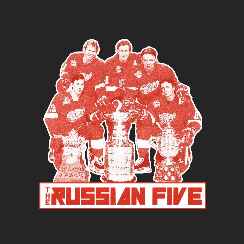 The Russian Five: Legendary Detroit Red Wings Hockey Unit with Championship Trophies Male Pullover Sweatshirt