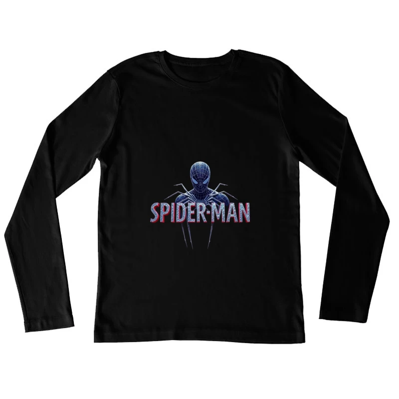 Spider-Man Black Suit Logo with Classic Text Design Female Long Sleeve T-Shirt