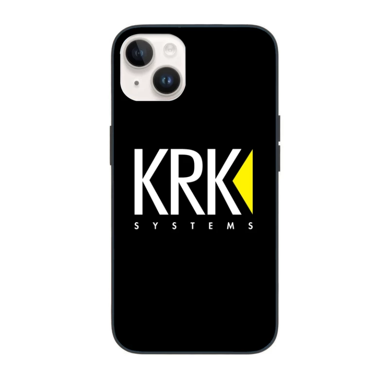 KRK Systems Minimalist Logo Design with Yellow Accent iPhone Case