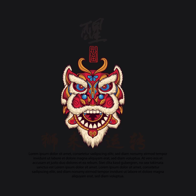 Traditionelles Löwenmasken-Design Herren Pullover Hoodie