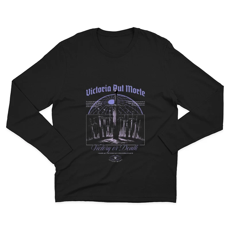 Gothic Medieval Swords Victory or Death Illustration Male Long Sleeve T-Shirt