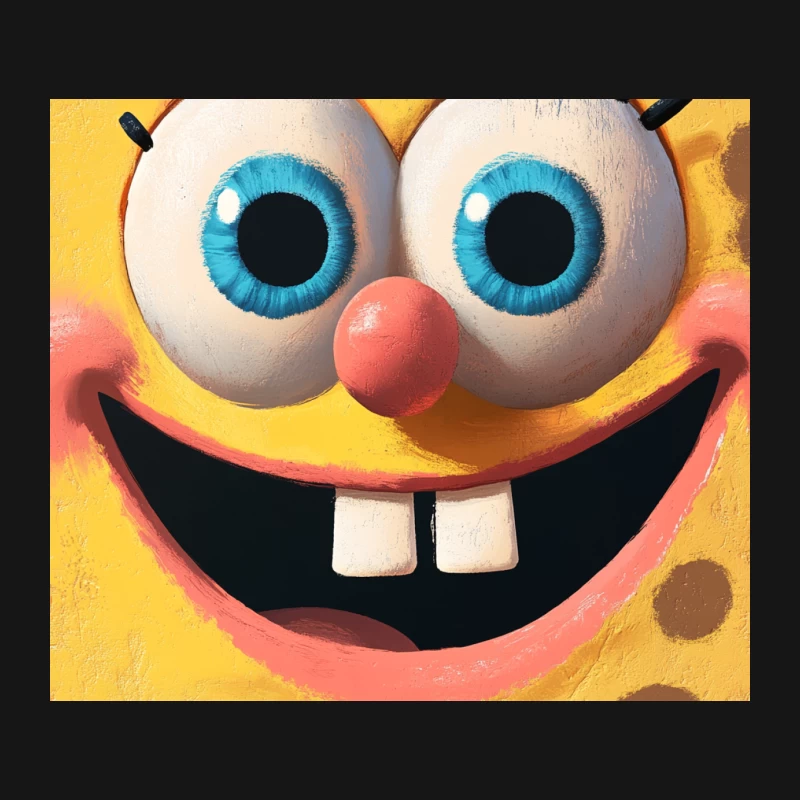 Smiling SpongeBob Cartoon Character Close-up with Blue Eyes Mouse Pad