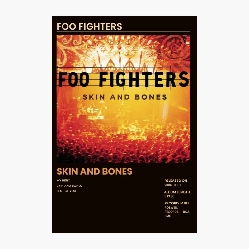 Foo Fighters Live Album: Skin and Bones Concert Cover Cotton Tote Bag