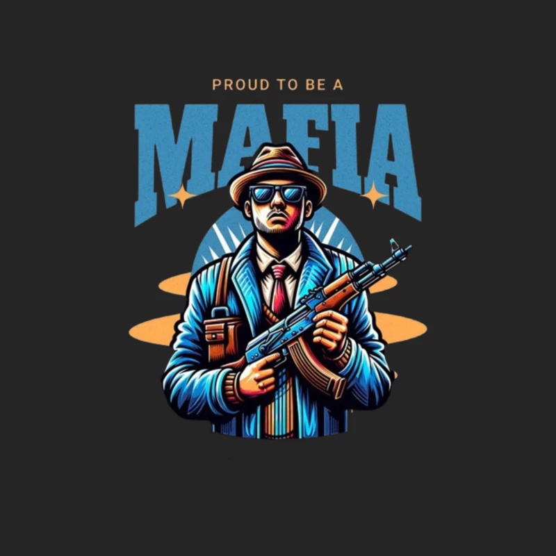 Vintage-Style Mafia Gangster Illustration with Weapon Female Pullover Sweatshirt