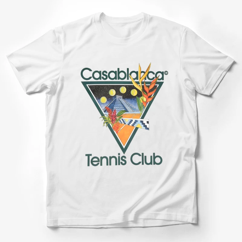 Casablanca Tennis Club Tropical Retro Logo with Mayan Motif Male T-Shirt