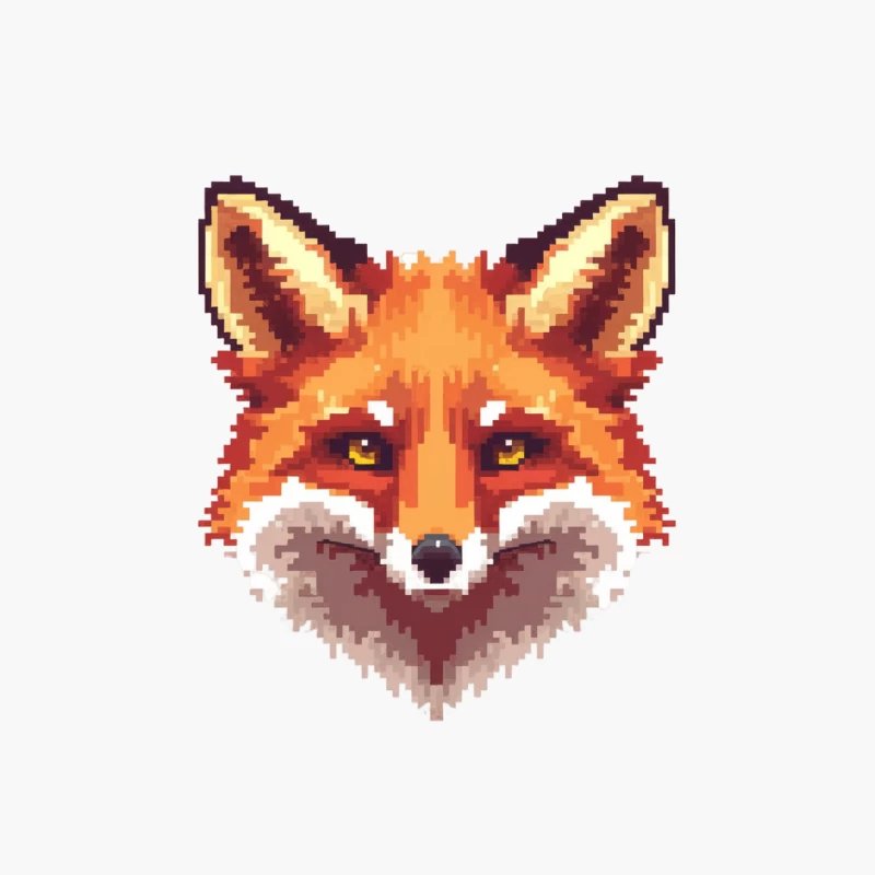 Cute Pixel Art Fox: Digital Wildlife Portrait Cotton Tote Bag