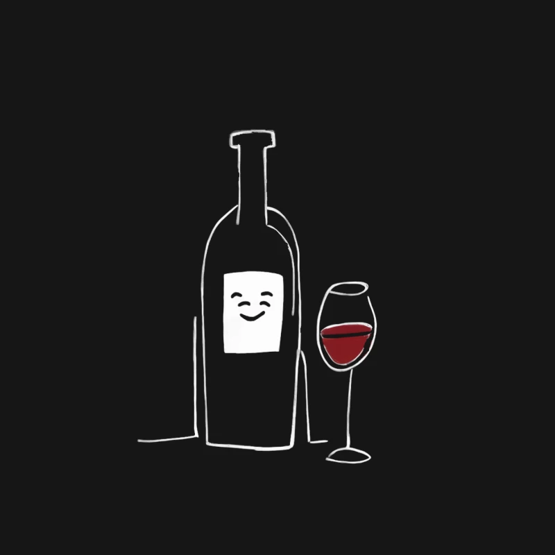 wine bottle wine glass red wine minimalist drawing sketch beverage alcohol Mouse Pad