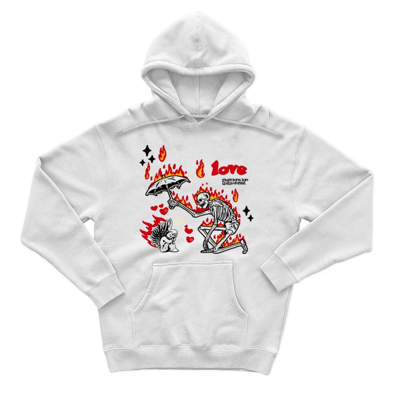 Skelett beschützt Igel in Flammen Herren Pullover Hoodie
