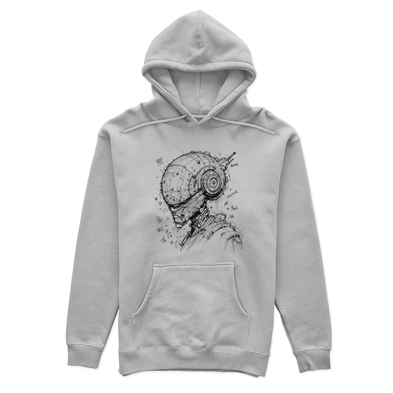 Futuristic Cybernetic Robot Illustration Female Pullover Hoodie