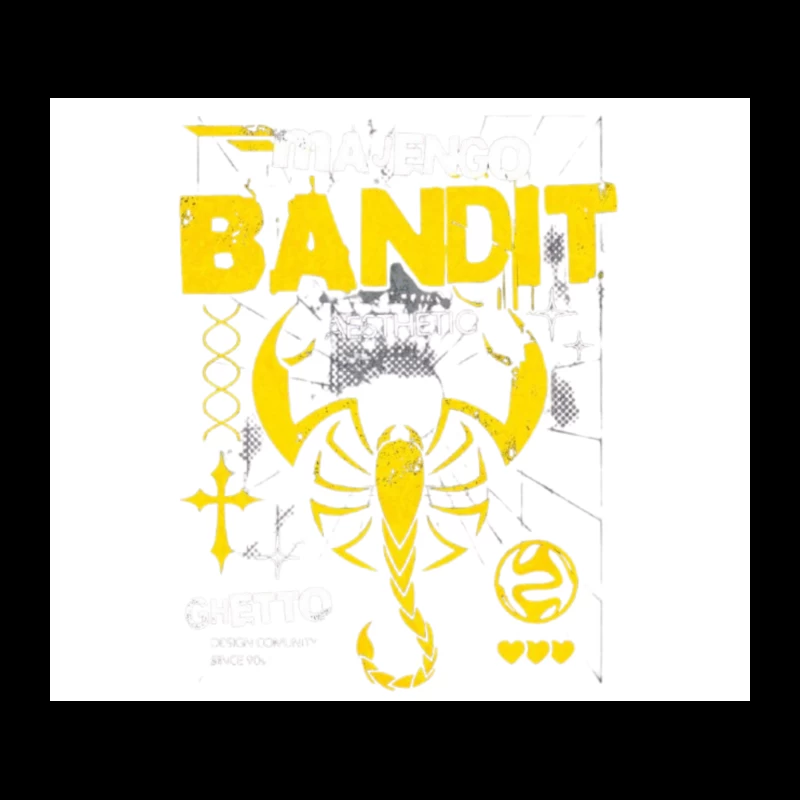 Yellow Bandit Scorpion Grunge Logo Design Tapestry