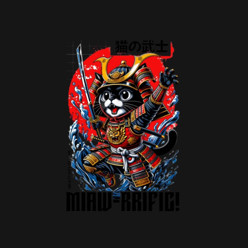 Illustration de chat samouraï Homme Manches Longues T-Shirt