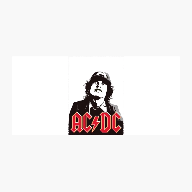 Black and White Artistic Portrait with AC/DC Rock Band Logo Coffee Mug