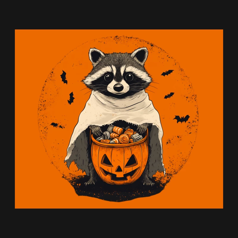 Costumed Raccoon with Halloween Pumpkin and Candy Mouse Pad