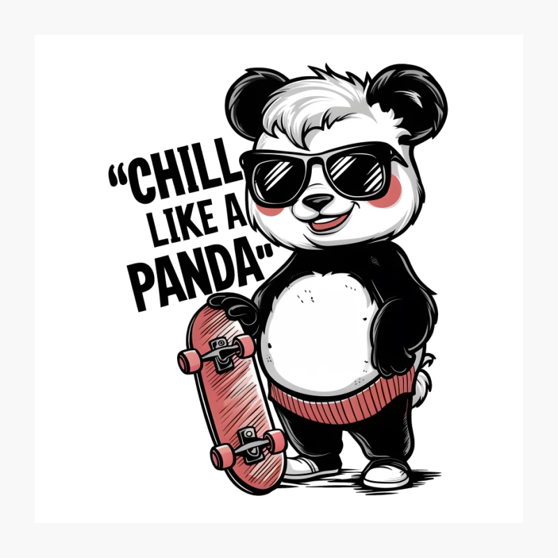 Cool Skateboarding Panda with Sunglasses and Chill Slogan Pin