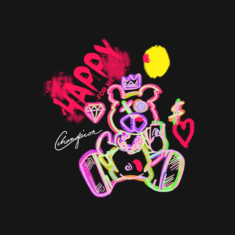 Neonbär mit Krone und Diamant Herren T-Shirt