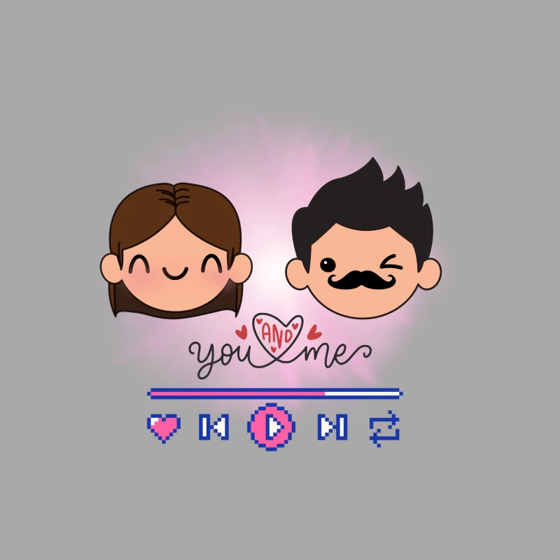 Adorable Chibi Couple Hugging with Pink Hearts Female Pullover Hoodie