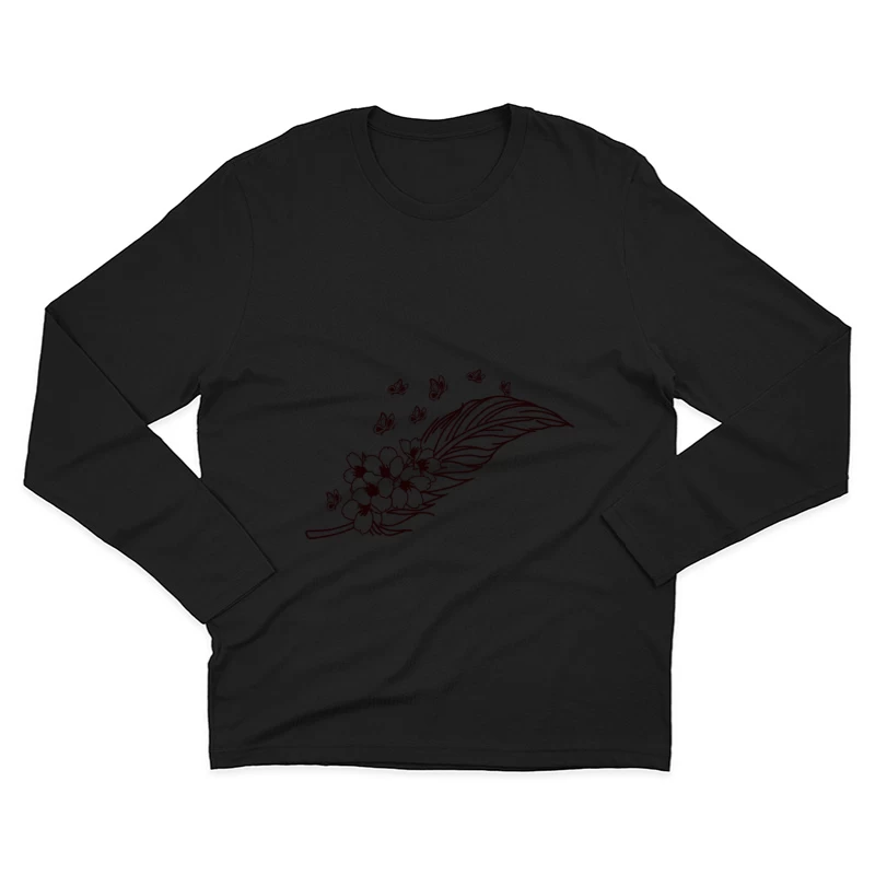 Florales Design mit Schmetterlingen Herren Langarm T-Shirt