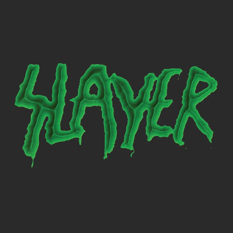 Green Horror-Style Dripping Text "SLAYER" Baseball Cap