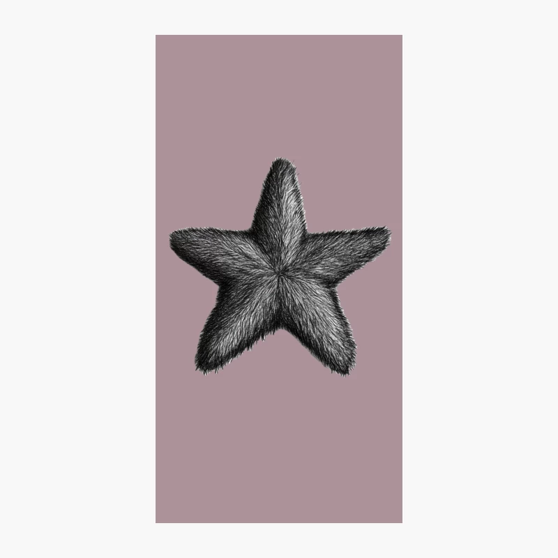 Furry Star Illustration: Detailed Black and White Textured Drawing iPhone Case