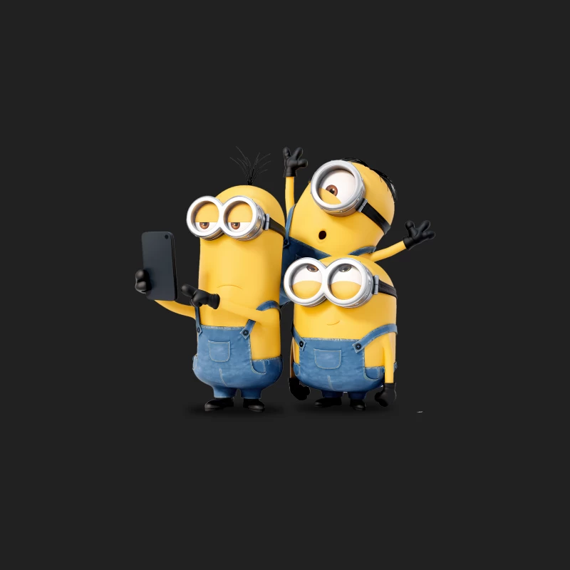 Cheerful Minions Taking a Group Selfie in Blue Overalls Bucket Hat