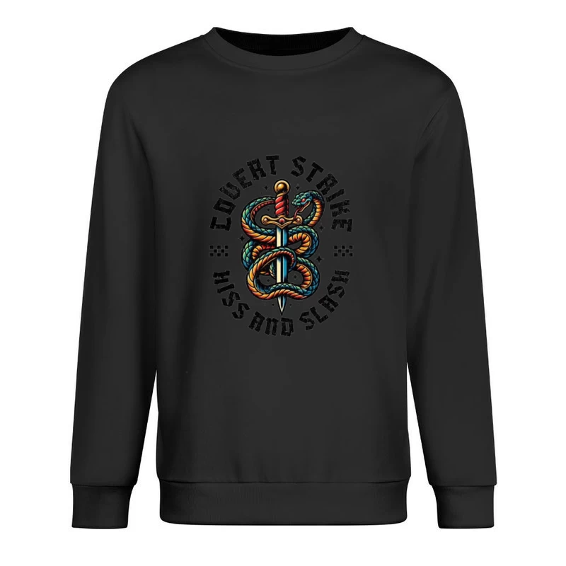 Traditional Snake and Dagger Logo Design - Covert Strike Emblem Male Pullover Sweatshirt